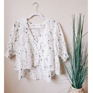 Urban Outfitters White Floral Blouse